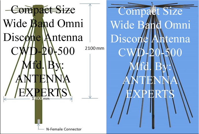 Compact Size Wide Band Passive Discone Antenna 20-500MHz & 20-3000MHz