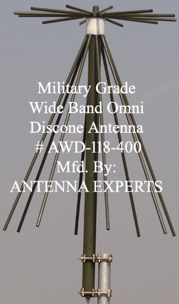 AWD-118-400 Ultra Wide Band VHF UHF ATC Discone Antenna 118-400MHz