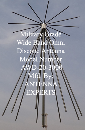AWD-20-3000 Ultra Wide Band VHF UHF Military Discone Antenna 20-3000MHz