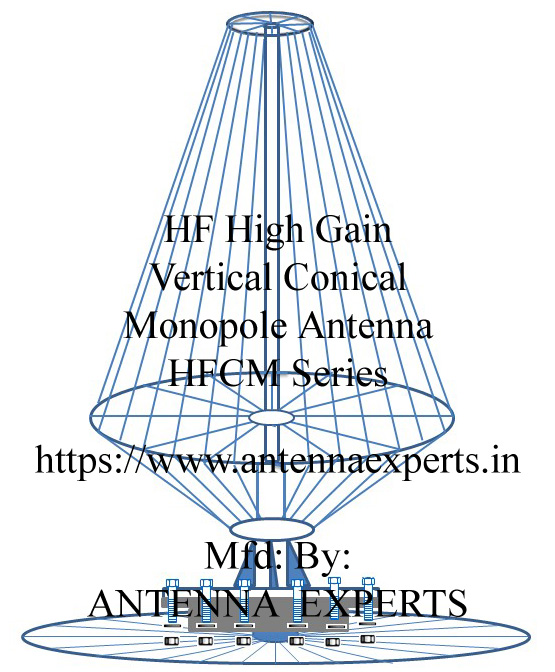 HF broadband vertical conical monopole antenna HF high gain conical omni antenna